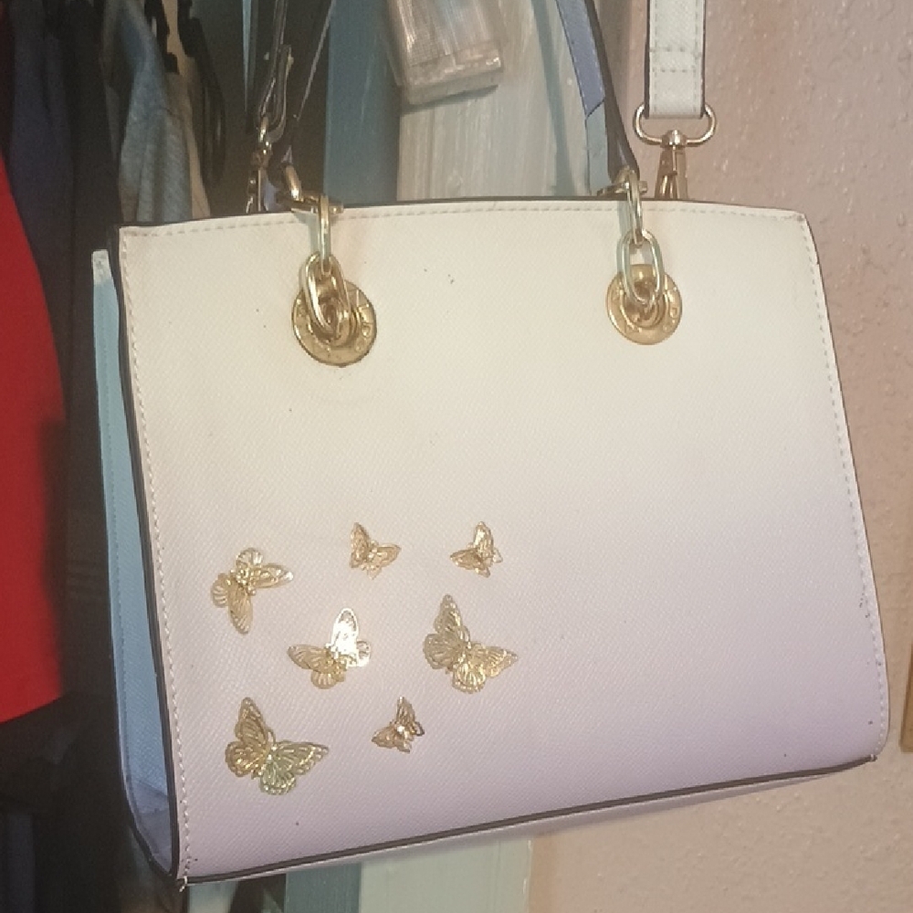 Elegant White and Gold Women's Handbag